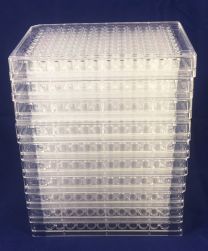 Cell well, 96 pos, flat bottom with lid, pack of 10