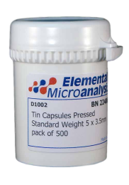 Tin Capsules Pressed Standard Weight 5 x 3.5mm pack of 500